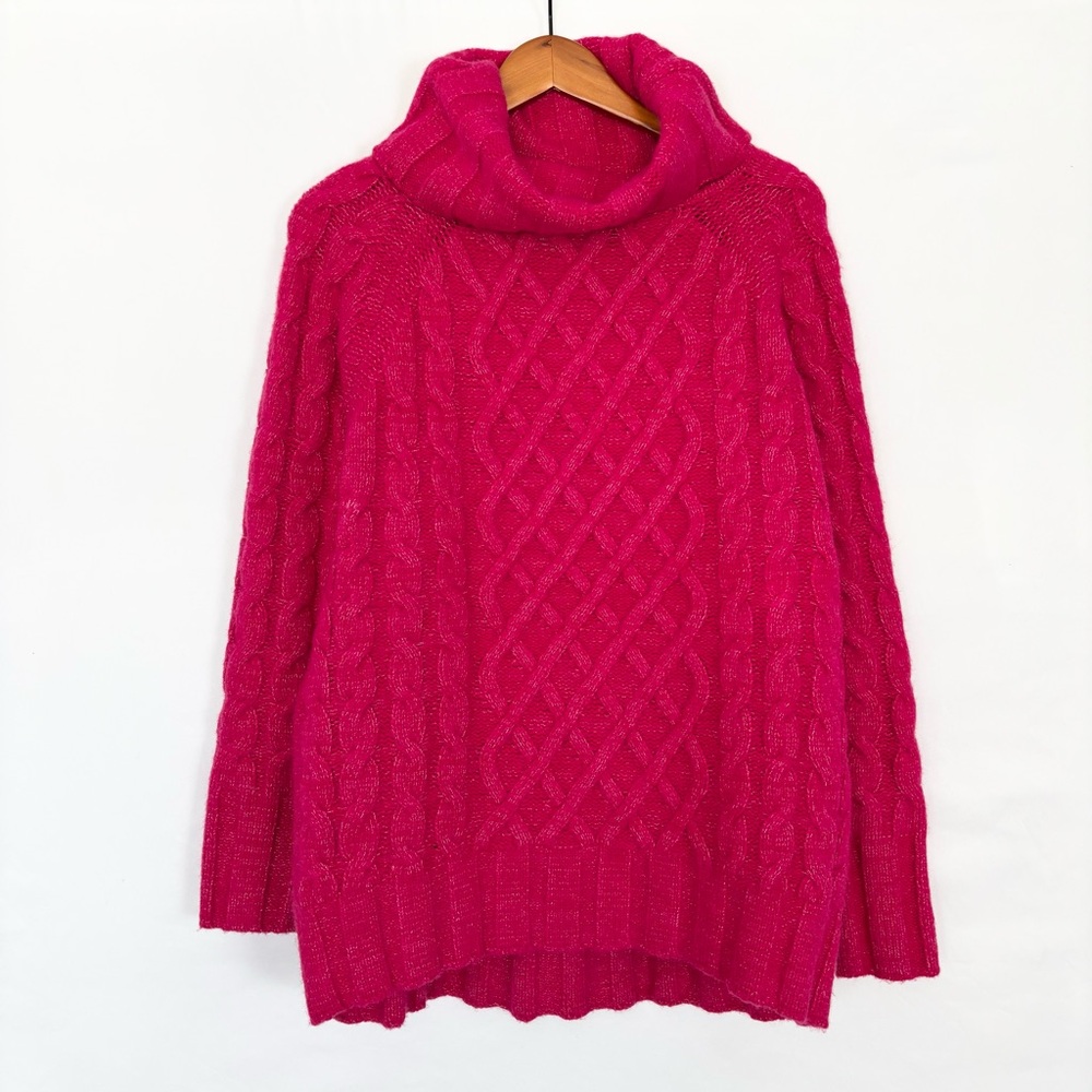 Banana Republic Wool Blend Cable Knit Turtleneck‎ Sweater Size S Oversized